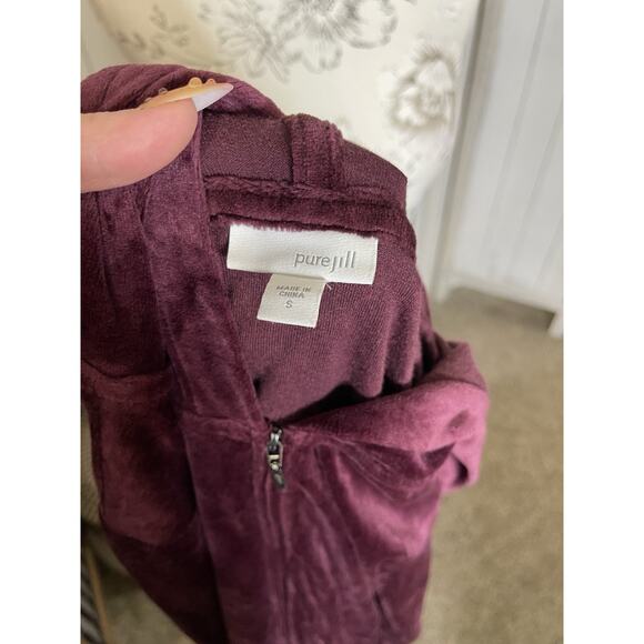 Pure Jill WOMENS Small Jacket Purple Velour Zip Hoodie Sweatshirt Lightweight - Picture 3 of 6